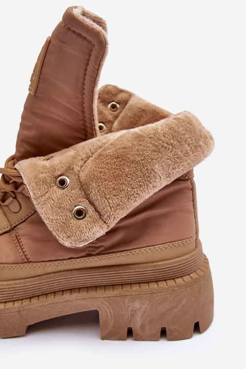 Жіночі утеплені черевики Trapper на платформі та підборах Big Star MM274340 Бежеві