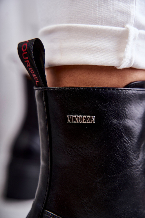 Жіночі теплі черевики на високому каблуці чорні Grethe