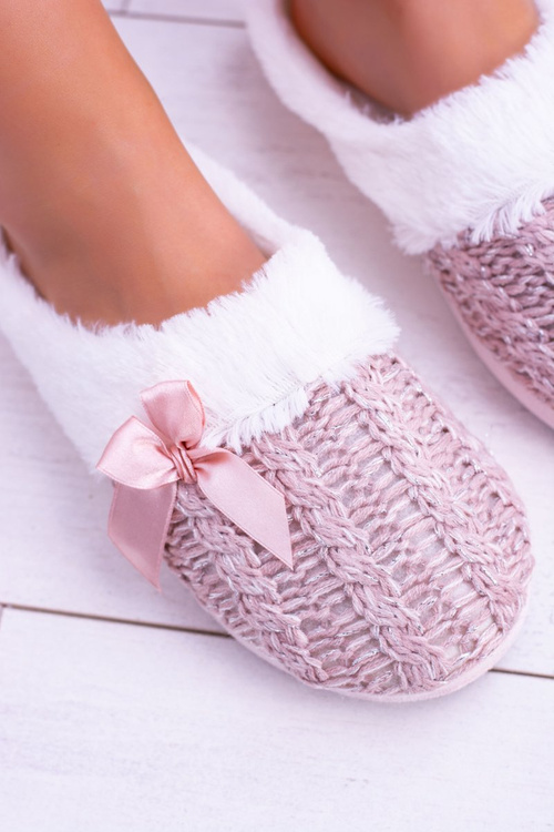 Рожеві жіночі домашні шльопанці з хутром Papa Dezi