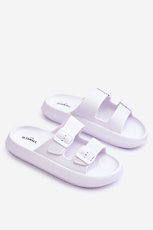 Жіночі поролонові босоніжки в смужку білі шармен