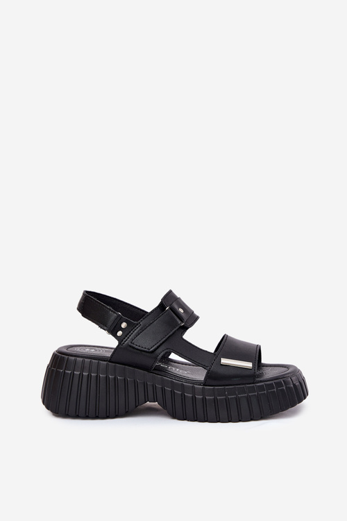 Шкіряні Жіночі Сандалі На Платформі Чорні Mertella