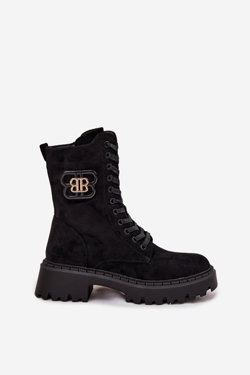 Жіночі Воркери Черевики З Оздобою Теплі Чорні Калінда