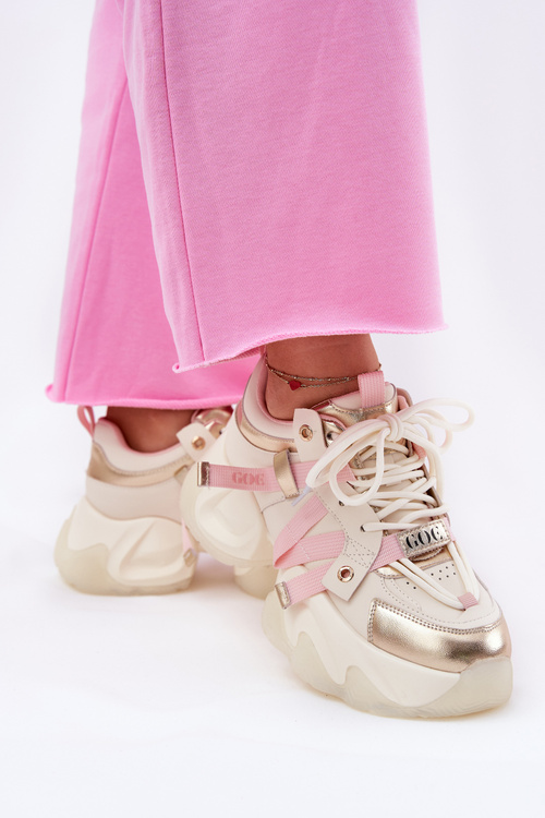 Жіночі Кожані Кросівки На Масивній Підошві GOE RR2N4031 Бежеві