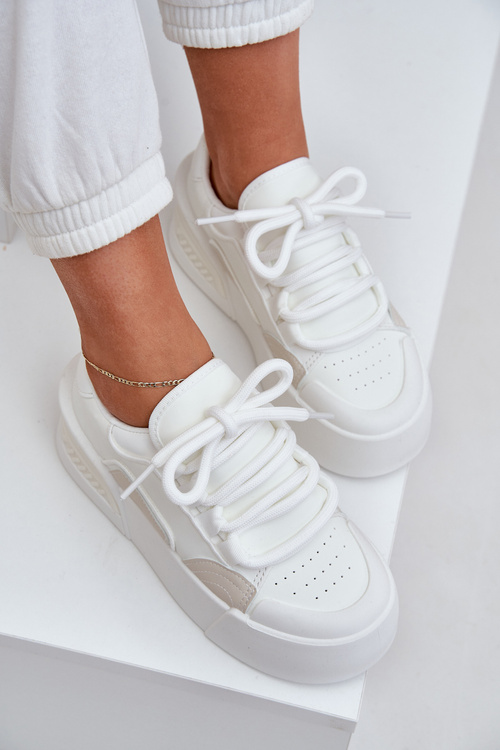 Жіночі Кросівки З Густими Шнурками На Платформі Білі Лалома