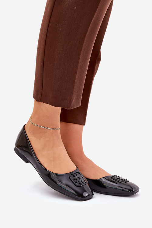 Лаковані Елегантні Балетки Для Жінок З Декоративним Елементом Чорні Vinceza 17377