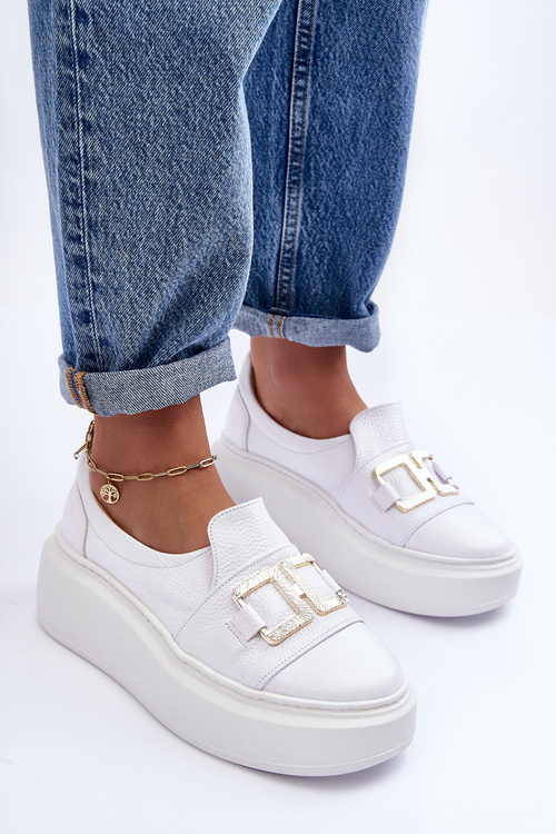 Жіночі шкіряні туфлі на платформі білі Lewski 3398/2