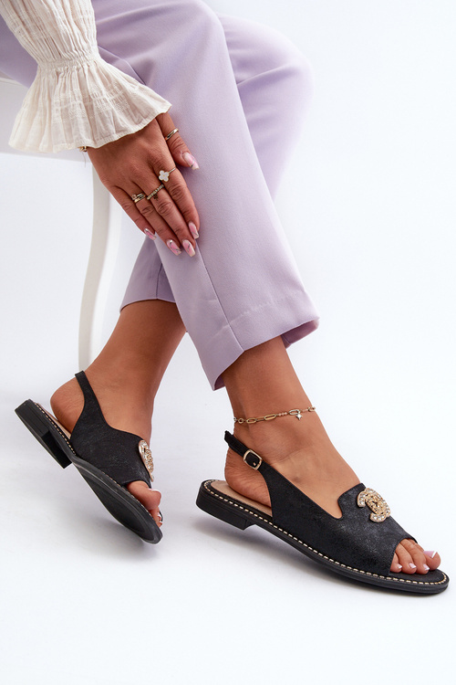 Жіночі босоніжки з декором S.Barski KV27-049 Чорні