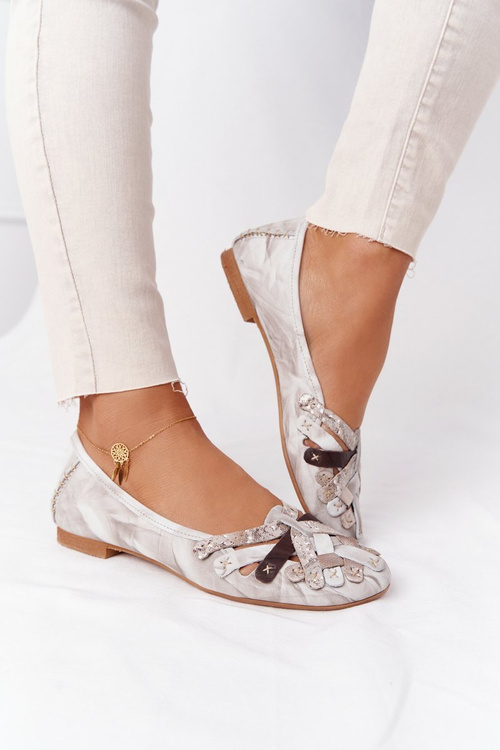 Класичні шкіряні жіночі балетки Maciejka 01358-44 Beige