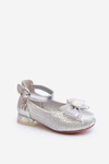 Дитячі балетки зі срібним бантом Nanthea
