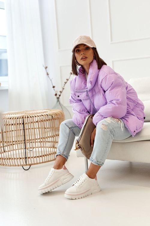 Жіночі кросівки на масивній підошві білі рожеві Riri