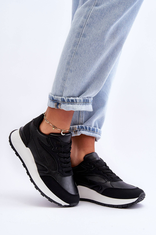 Жіноче спортивне взуття на платформі чорно-білі Henley