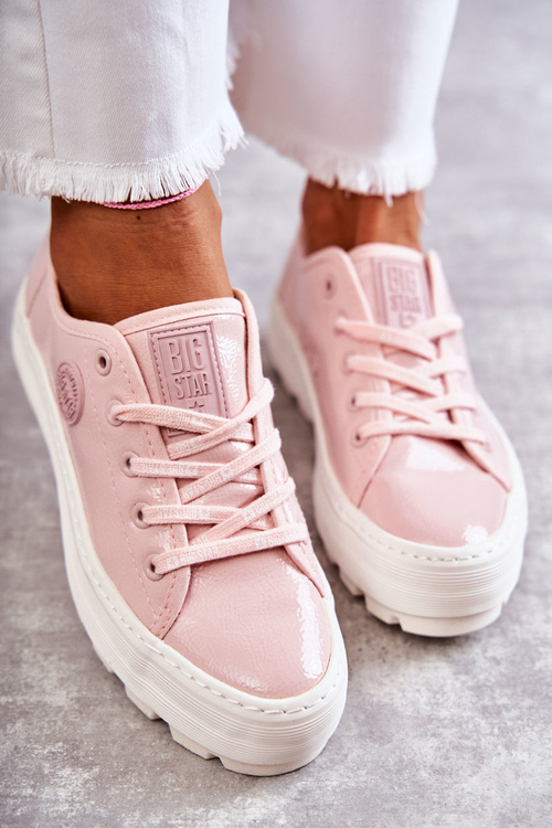 Модні лаковані кросівки Big Star KK274047 Рожеві