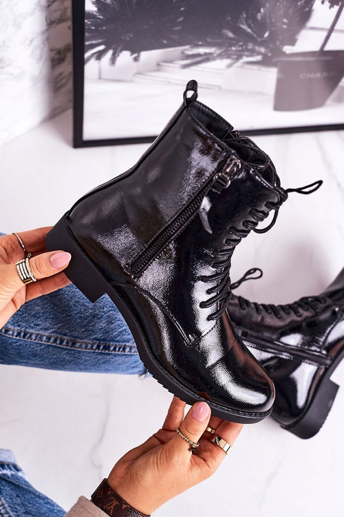 Класичні жіночі утеплені чоботи Shiny Black Simplicity