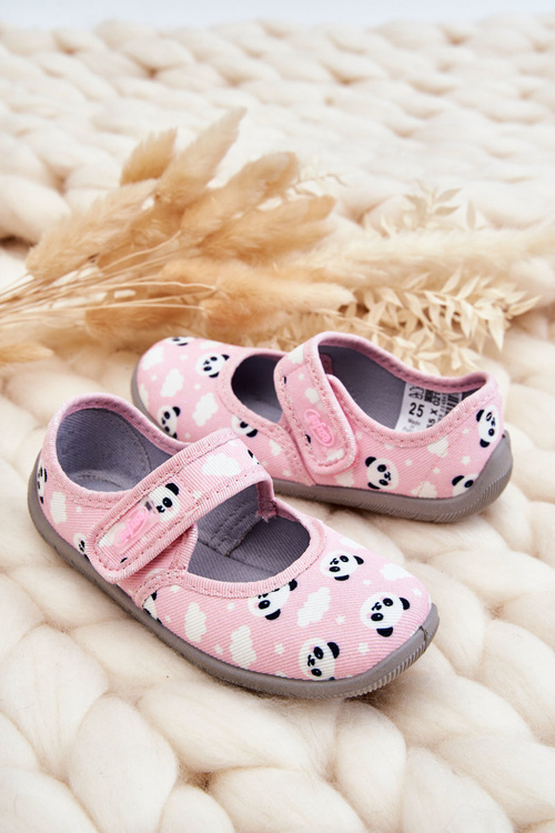 Дитячі тапочки балерини на липучці Befado Pandas 955X021 світло-рожевий