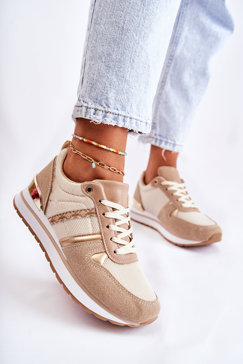 Класичне жіноче спортивне взуття на зав'язках бежеві Elenes