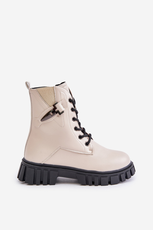 Теплі ботильйони для дівчаток на блискавці та декорі бежеві Zinnirella