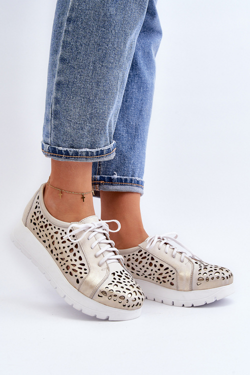 Шкіряні напівчеревики на платформі бежеві Hypnosis