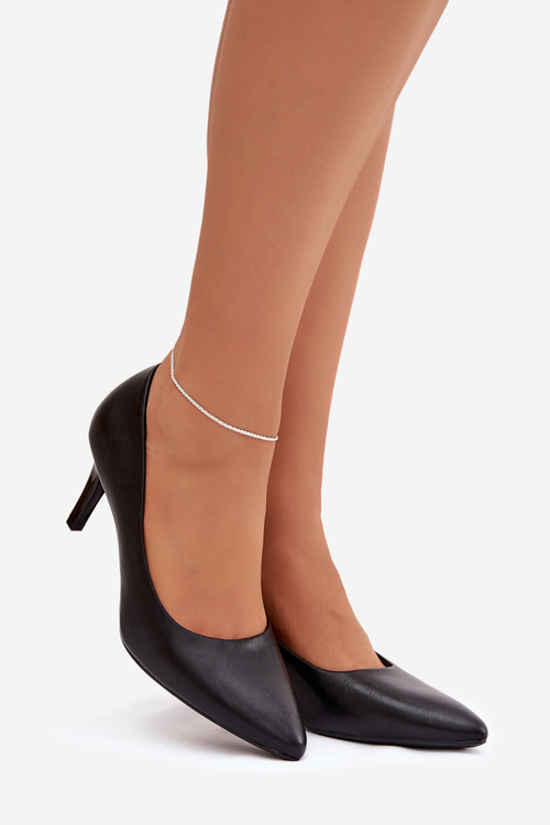 Еко шкіряні туфлі на підборах Sergio Leone 1336 Чорні