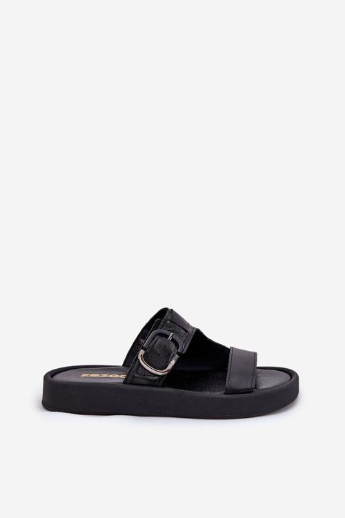 Шкіряні Жіночі Сандалі На Платформі Чорні Zazoo 3024