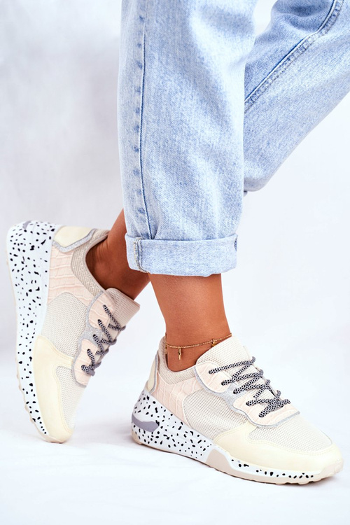 Жіноче спортивне взуття Hide Wedge Beige Pinky