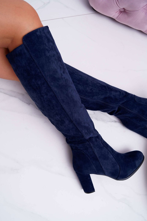 Жіночі замшеві чоботи Sergio Leone темно-сині KZ275