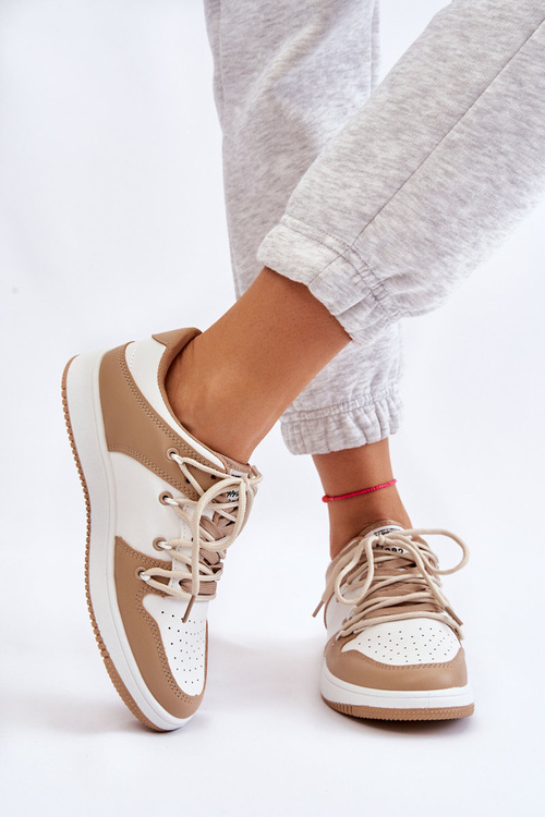 Жіночі класичні подвійні кросівки на шнурівці біло-бежеві Jella