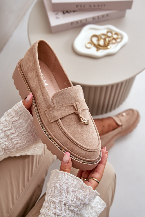 Жіночі еко замшеві мокасини з декором бежеві Verindalle