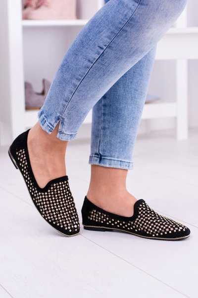 Lu Boo Чорна ажурна балерина Lords Lords Studs Carmar