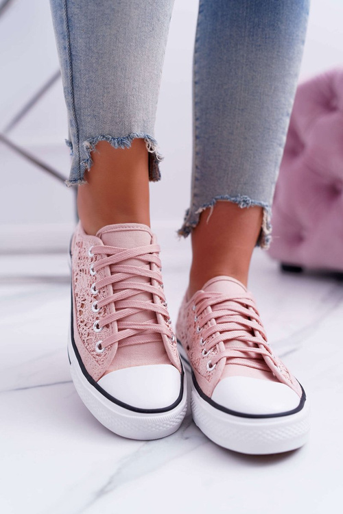 Кросівки жіночі низькі на шнурівці Veroli рожеві