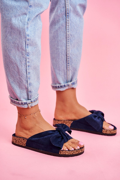 Темно-сині шльопанці на пробковій підошві Wendy