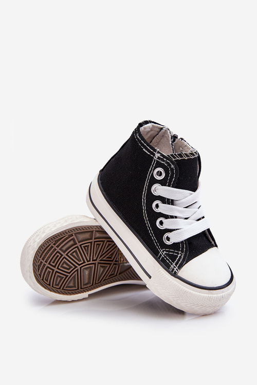 Дитячі високі кросівки на блискавці чорні Filemon