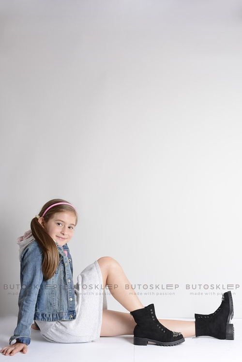 Дитячі ботильйони LittleCarrie із чорної замші з кубічним цирконієм