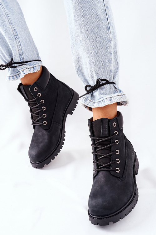 Жіночі шкіряні туристичні черевики Big Star II274446 Чорні