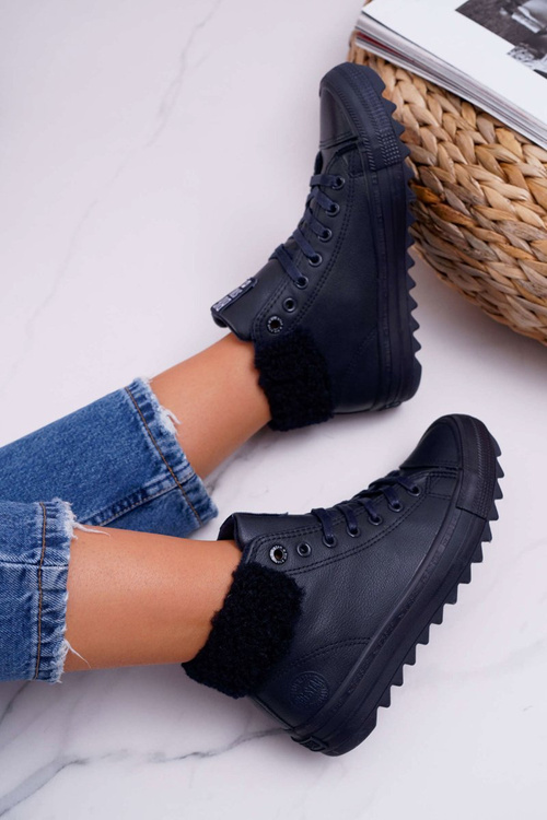 Жіночі кросівки Big Star на високих підборах темно-сині EE274147