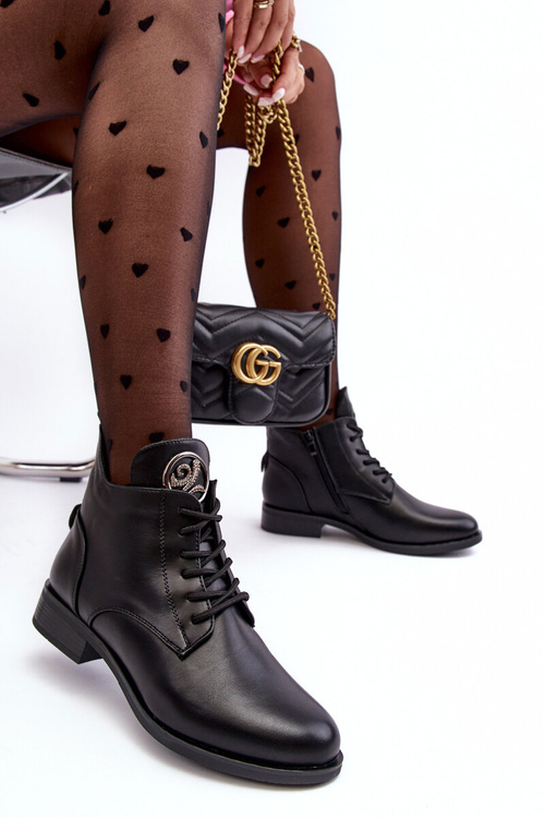 Шкіряні жіночі напівчоботи з декором Black Attiame