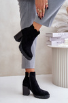 Екозамшеві ботильйони на підборах чорні Cediona