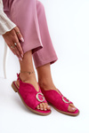 Елегантні жіночі босоніжки з екозамшевим декором S.Barski KV27-058 Фуксія