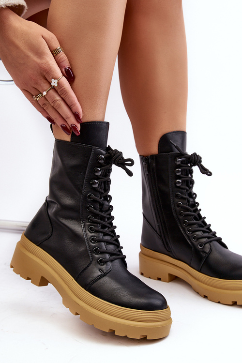 Жіночі робочі черевики екошкіра чорні Irande