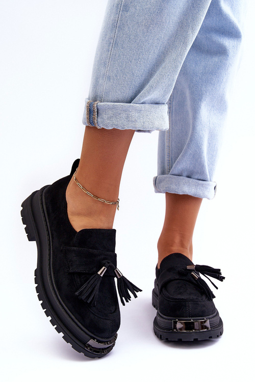 Жіночі замшеві лофери чорні Ramvli