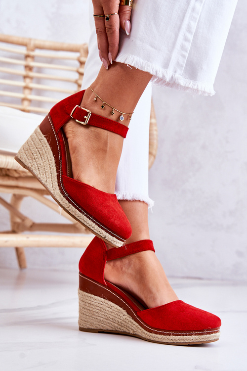 Жіночі еспадрільї на танкетці Червоний тамарил