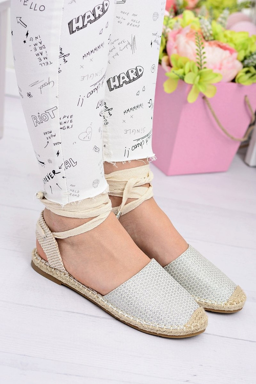 Жіночі лляні балерини, багатоярусні срібні еспадрільї Море