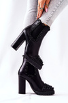 Чоботи на високих підборах зі стразами Black Lisana