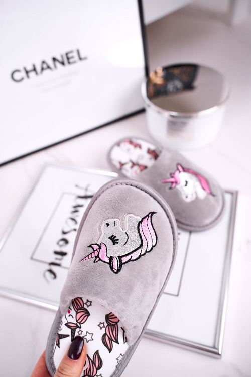 Дитячі домашні тапочки Сірий Єдиноріг