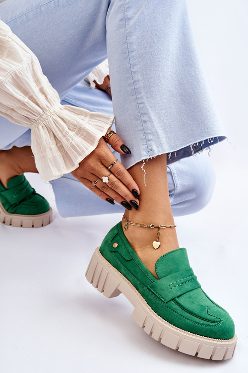 Жіночі замшеві туфлі зелені Fiorell