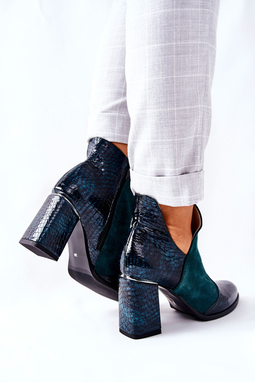 Жіночі шкіряні черевики на шпильці зелені I Wish