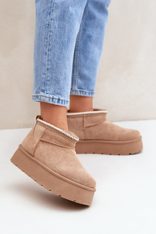 Снігоступи на платформі з декоративною вишивкою бежеві Heslania