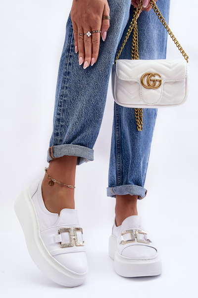 Жіночі шкіряні туфлі на платформі білі Lewski 3398/2