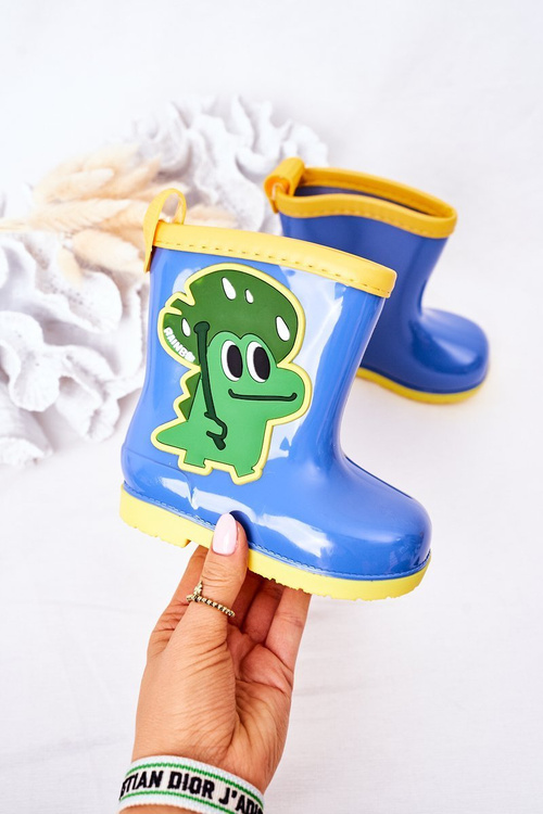 Дитячі резинові чоботи під крокодил синього кольору