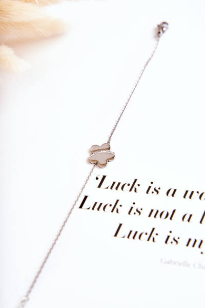 Браслет на тонкому ланцюжку з великою квіткою срібло