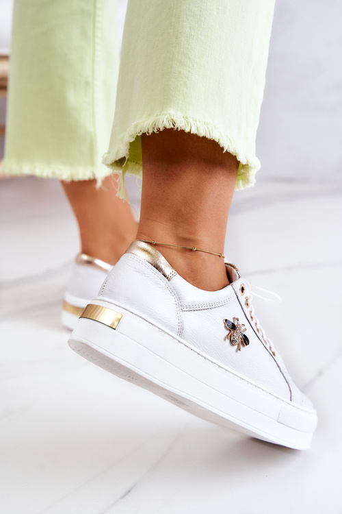 Шкіряні спортивні туфлі на платформі White Bellisia